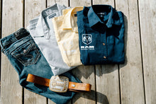 Load image into Gallery viewer, Ladies Long Sleeve Button Up - Front & Back Logos