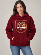 RAM hoodie w/bronc - Burgundy